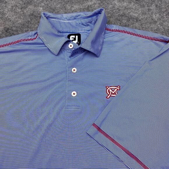 Footjoy Polo Shirt Mens Large Blue Red Pullover Performance Golf Casual - Picture 3 of 9